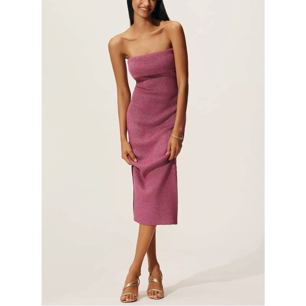 NWT Anthropologie shimmer Pink Strapless Dress